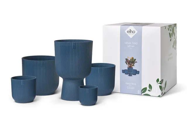 elho Vibes Fold Blumentopf Set 5-tlg tiefes Blau recycelt