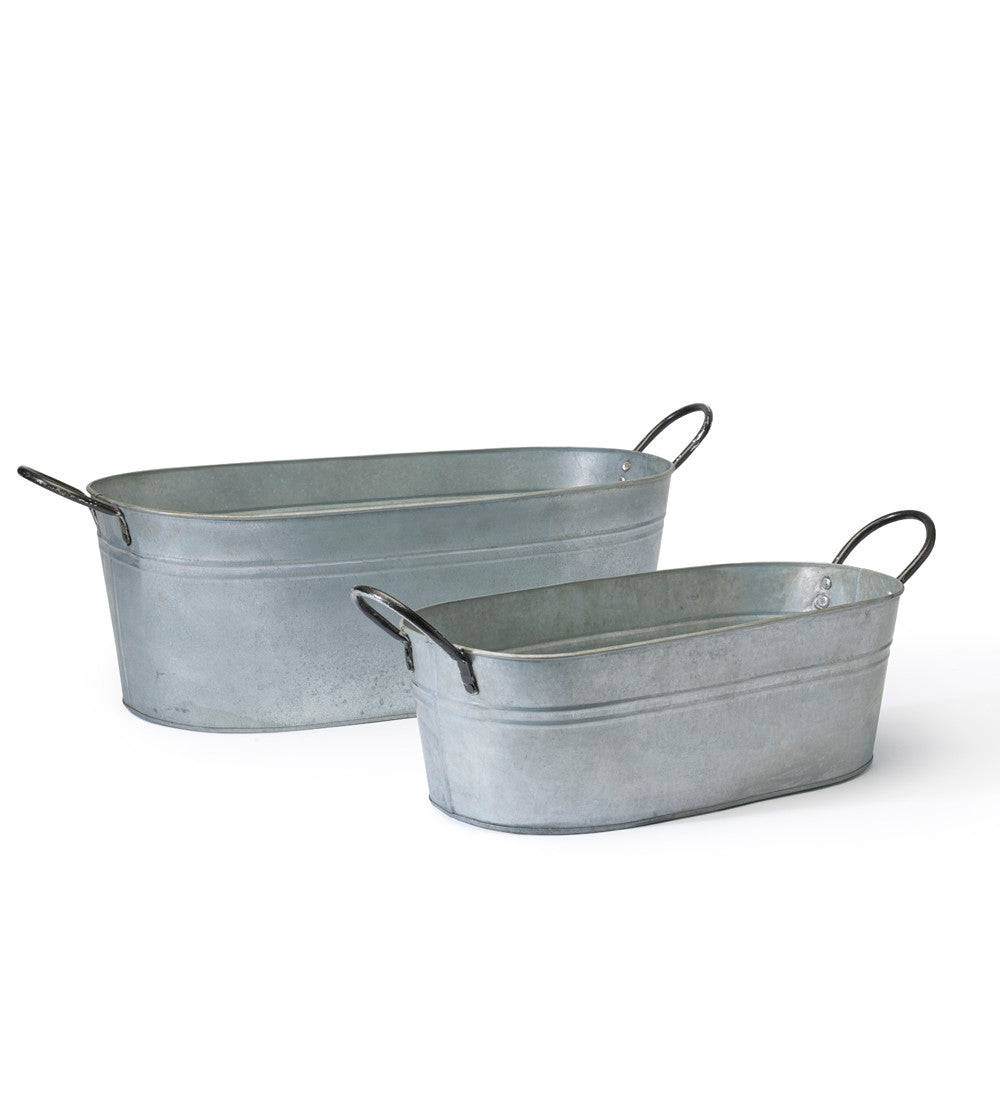 Sarah Raven Zinc Troughs Pflanzgefäß Zink 2er Set verzinkt
