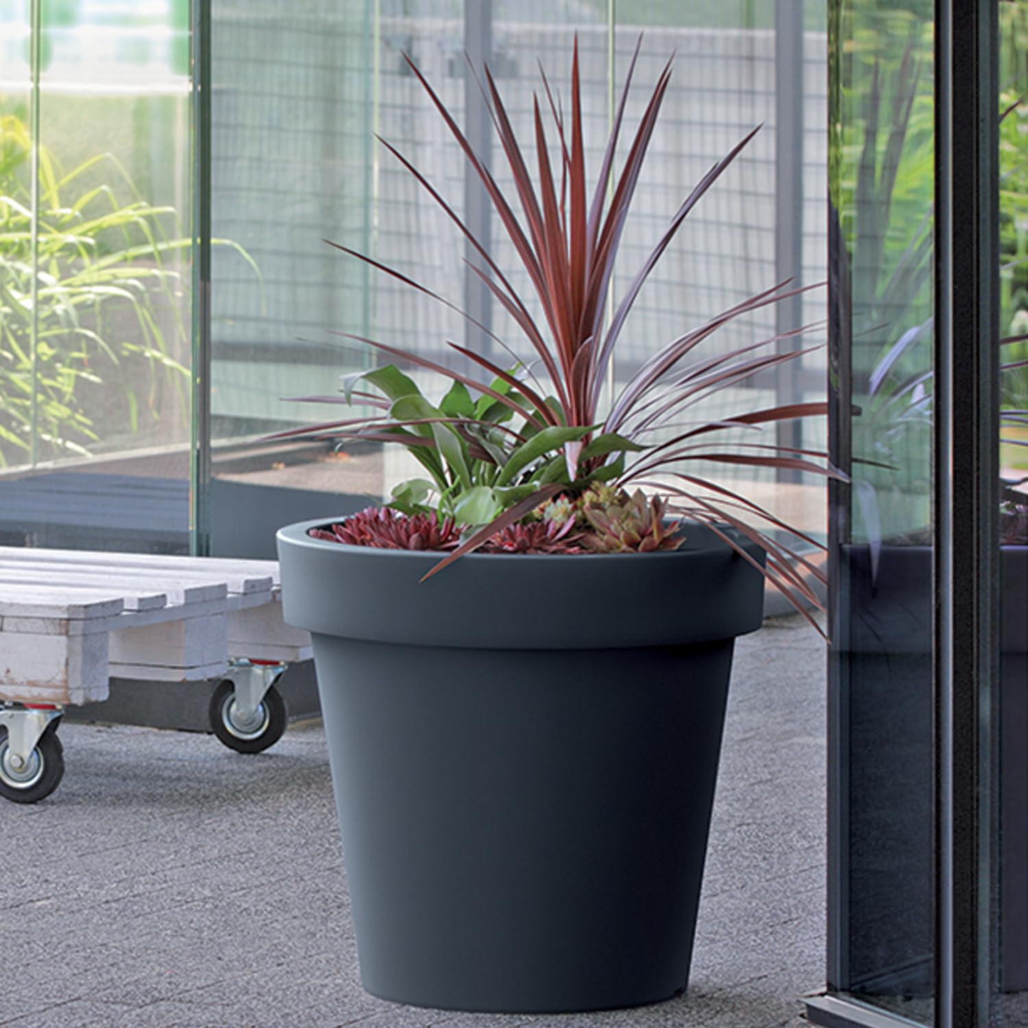 Prosperplast Tubus Blumentopf Anthrazit 58 cm frostbeständig