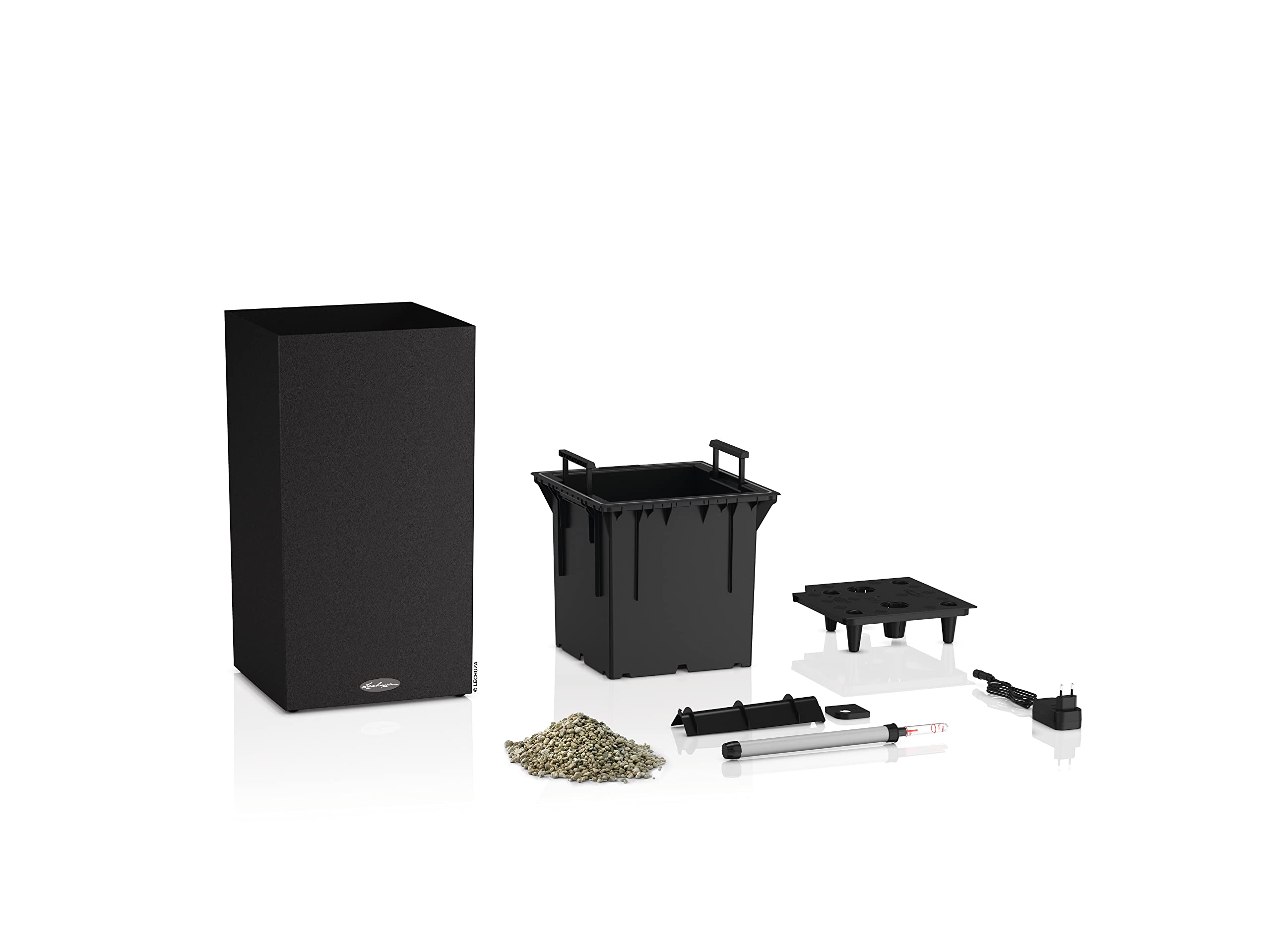 Lechuza Canto Stone 30 high LED Pflanzgefäß graphit 56 cm