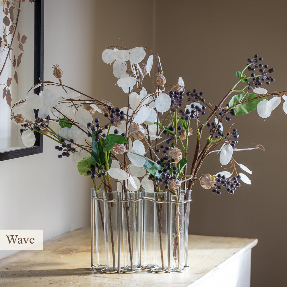 Sarah Raven 30-Second Centrepiece Vase Blumenvase S-Form 24 Röhren