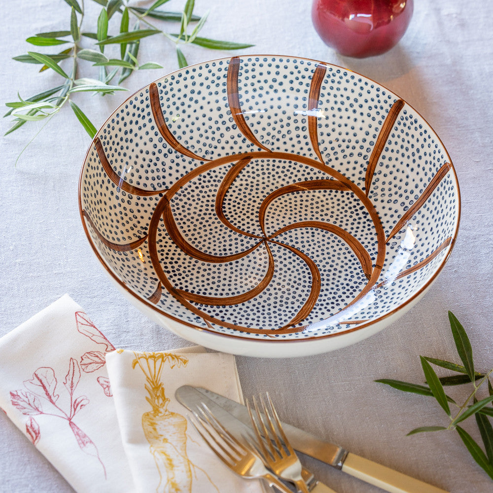 Sarah Raven Gardening Soleil Bowl Schüssel Steingut 32cm bunt
