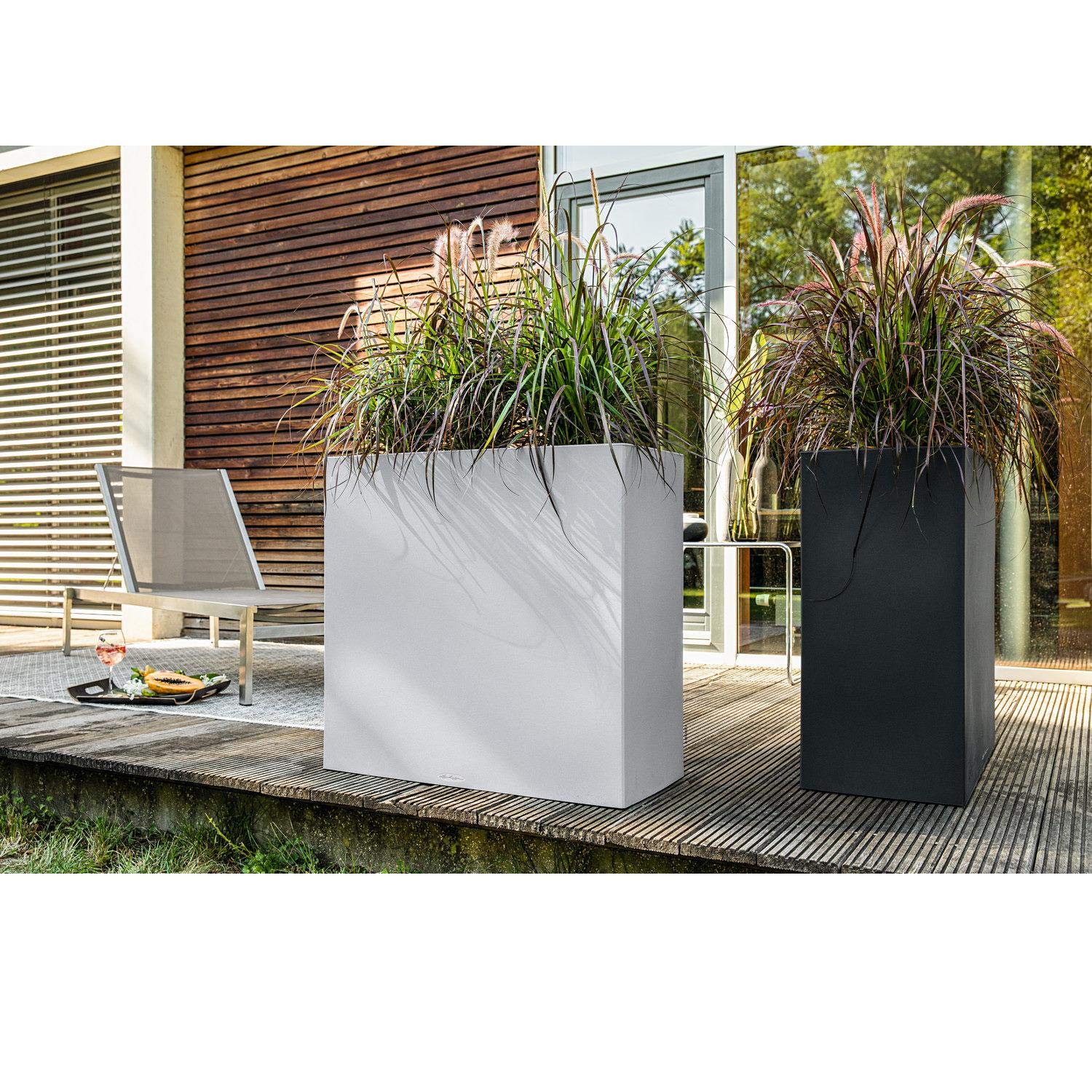 Lechuza Canto Stone 80 Wide Graphitschwarz Pflanzgefäß