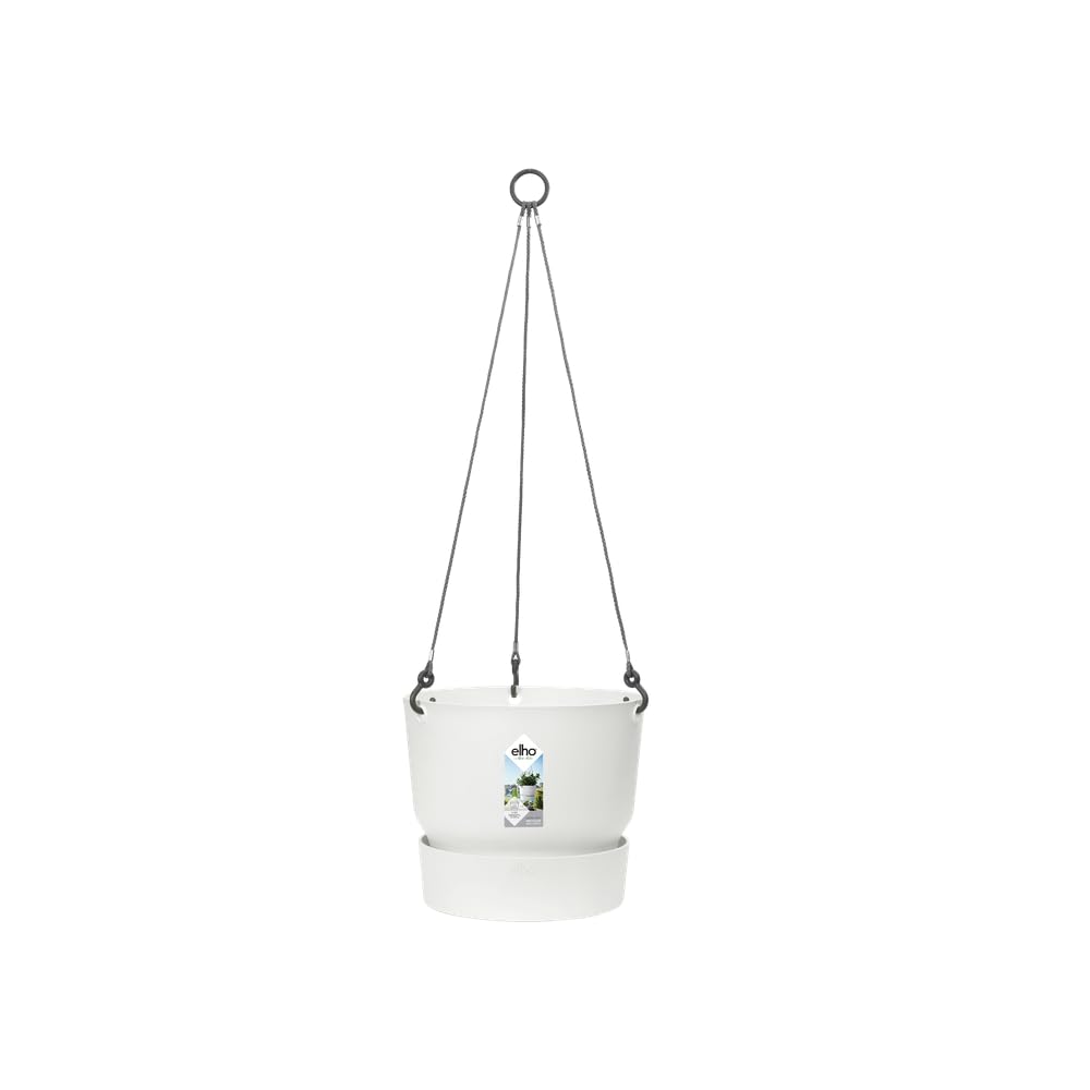 elho Greenville Hängeampel 24cm Weiß mit Untersetzer