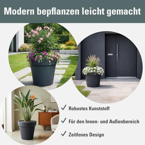 Prosperplast Tubus Blumentopf Anthrazit 58 cm frostbeständig