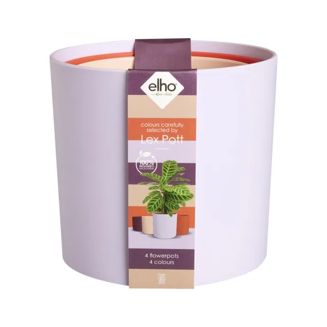 elho Lex Pott Set Blumentopf 15 cm Soft Lilac 4er recycelt