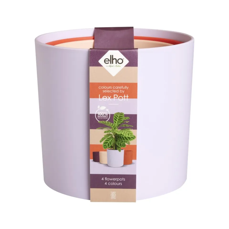 elho Lex Pott Set Blumentopf 15 cm Soft Lilac 4er recycelt