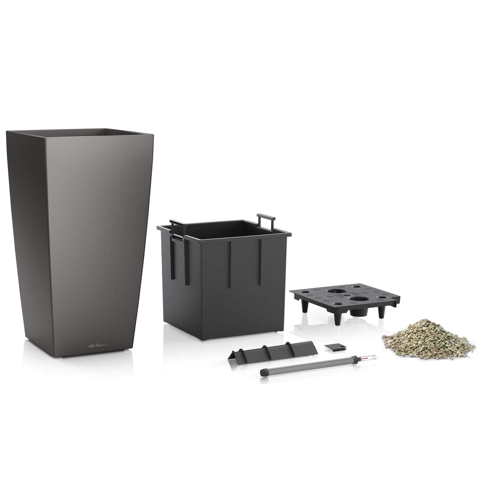 Lechuza CUBICO Premium 22 Pflanztopf Silber Bewässerung