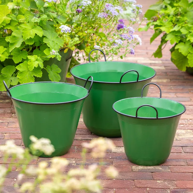 Sarah Raven Tub Planter Trio Pflanztopf Vintage-Grün 3er Set Emaille