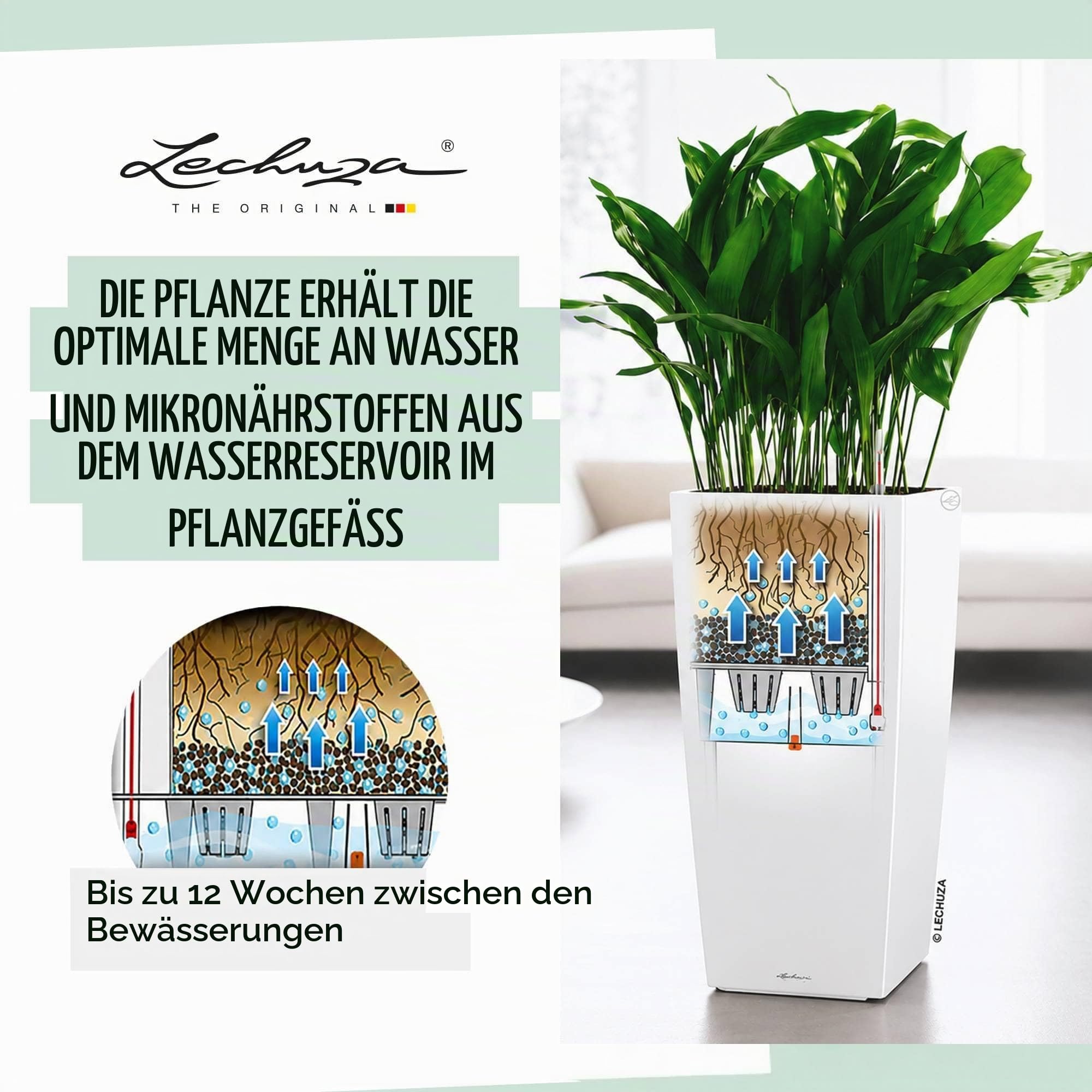 Lechuza CUBICO Premium 40 Pflanzgefäß silber metallic 75 cm