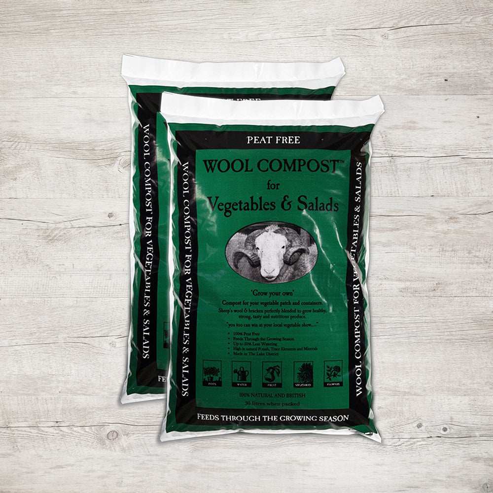 Sarah Raven Wool Compost Gemüseerde Torffrei 2x30L Schafwolle