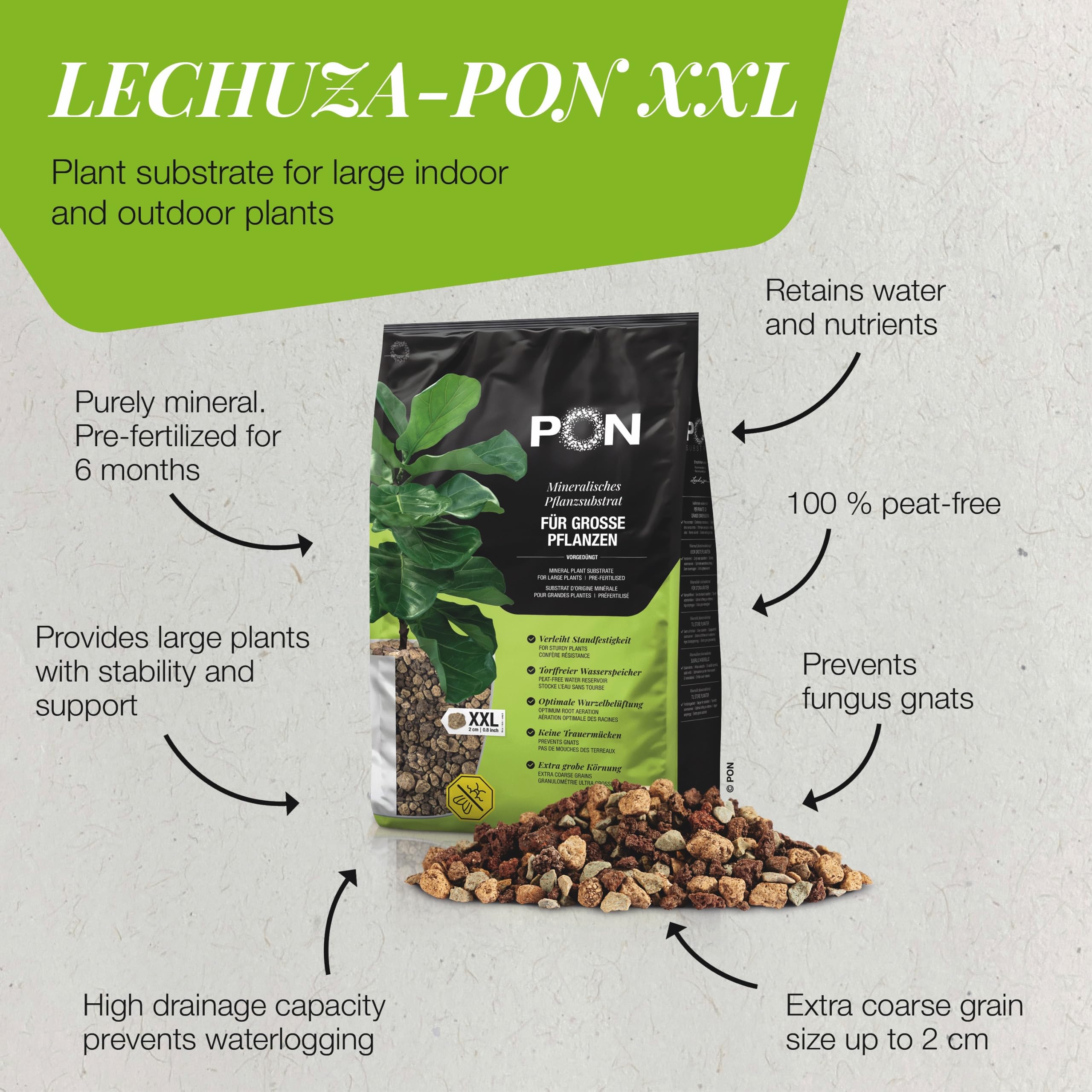 Lechuza Pon XXL Pflanzsubstrat 25 Liter grob torffrei