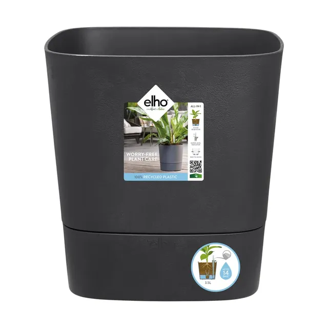 elho Aqua Care Quadrat 30 Blumentopf Holzkohlengrau Bewässerung