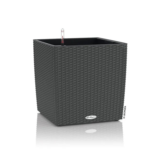 Lechuza Cube Cottage 50 Pflanzgefäß Granit Flechtoptik