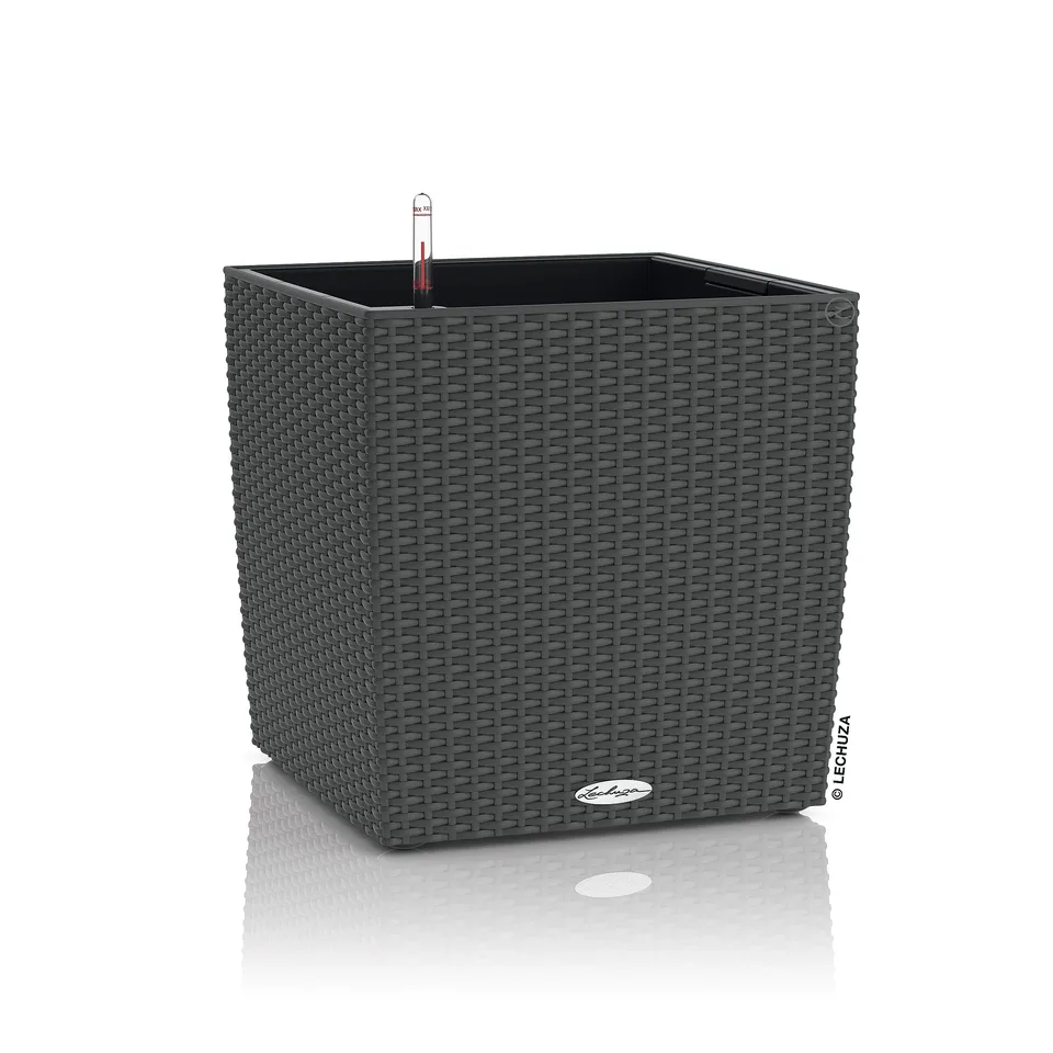 Lechuza Cube Cottage 50 Pflanzgefäß Granit Flechtoptik