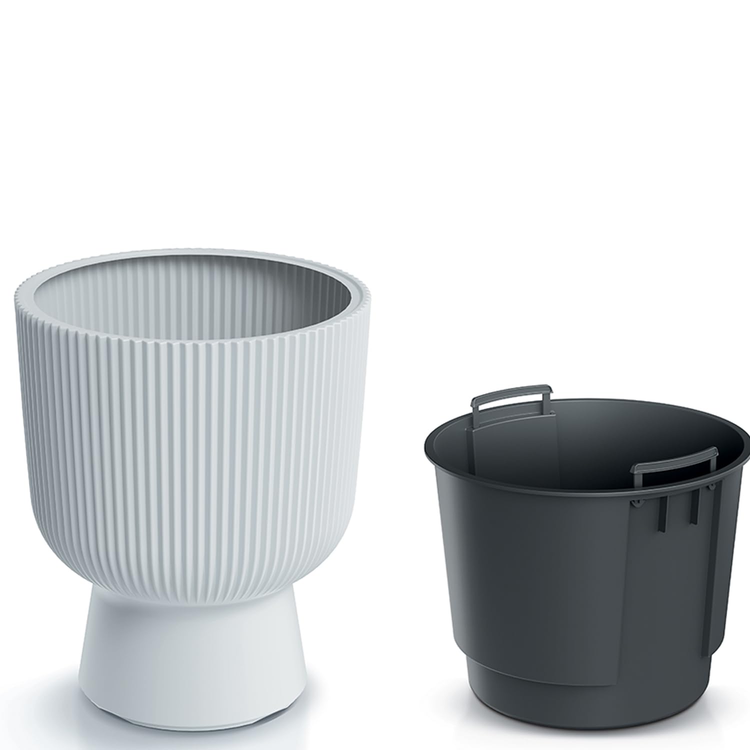 Prosperplast Milly Blumentopf Weiß 23,9 x 30,5 cm mit Einsatz
