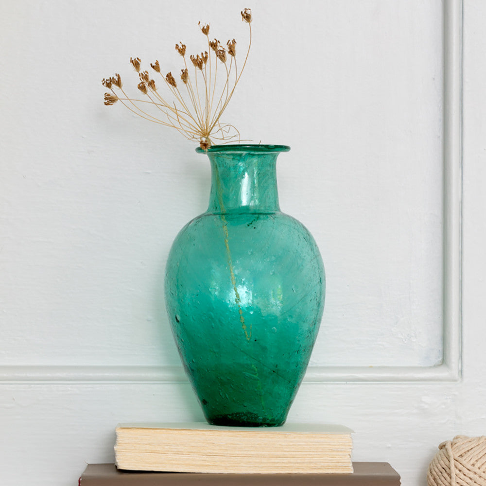 Sarah Raven Gardening Teal Vase Glasvase 16cm Recyclingglas
