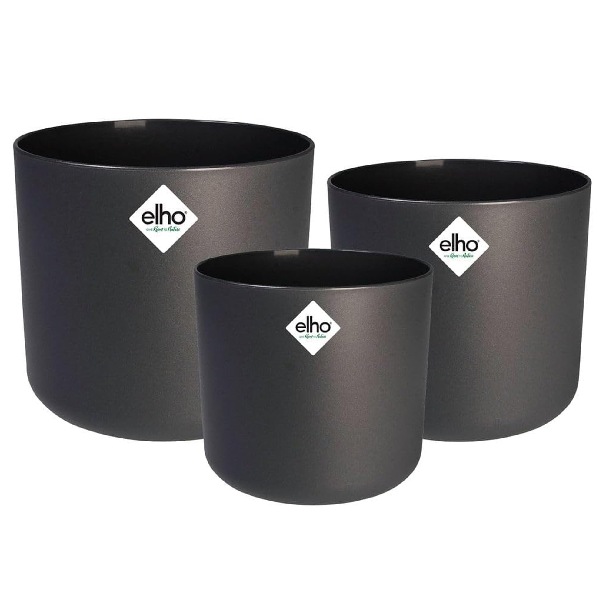 elho B.for Soft Rund Blumentopf 18 Anthracite 3er Set Innen
