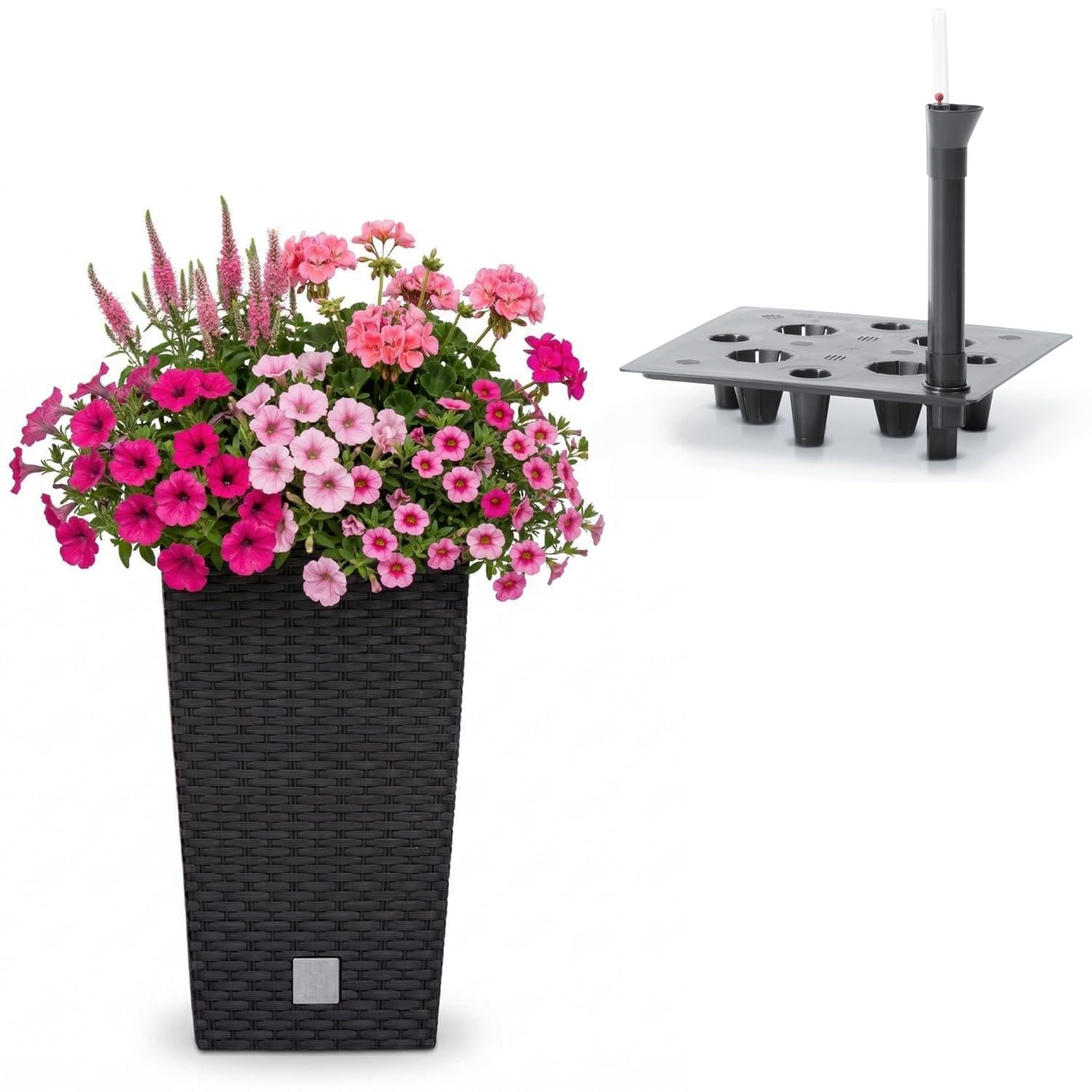 Prosperplast Rato Blumentopf anthrazit 50 cm Rattan