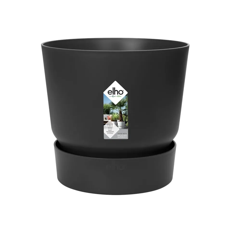 elho Greenville Rund 25 cm Blumentopf Living Schwarz frostbeständig