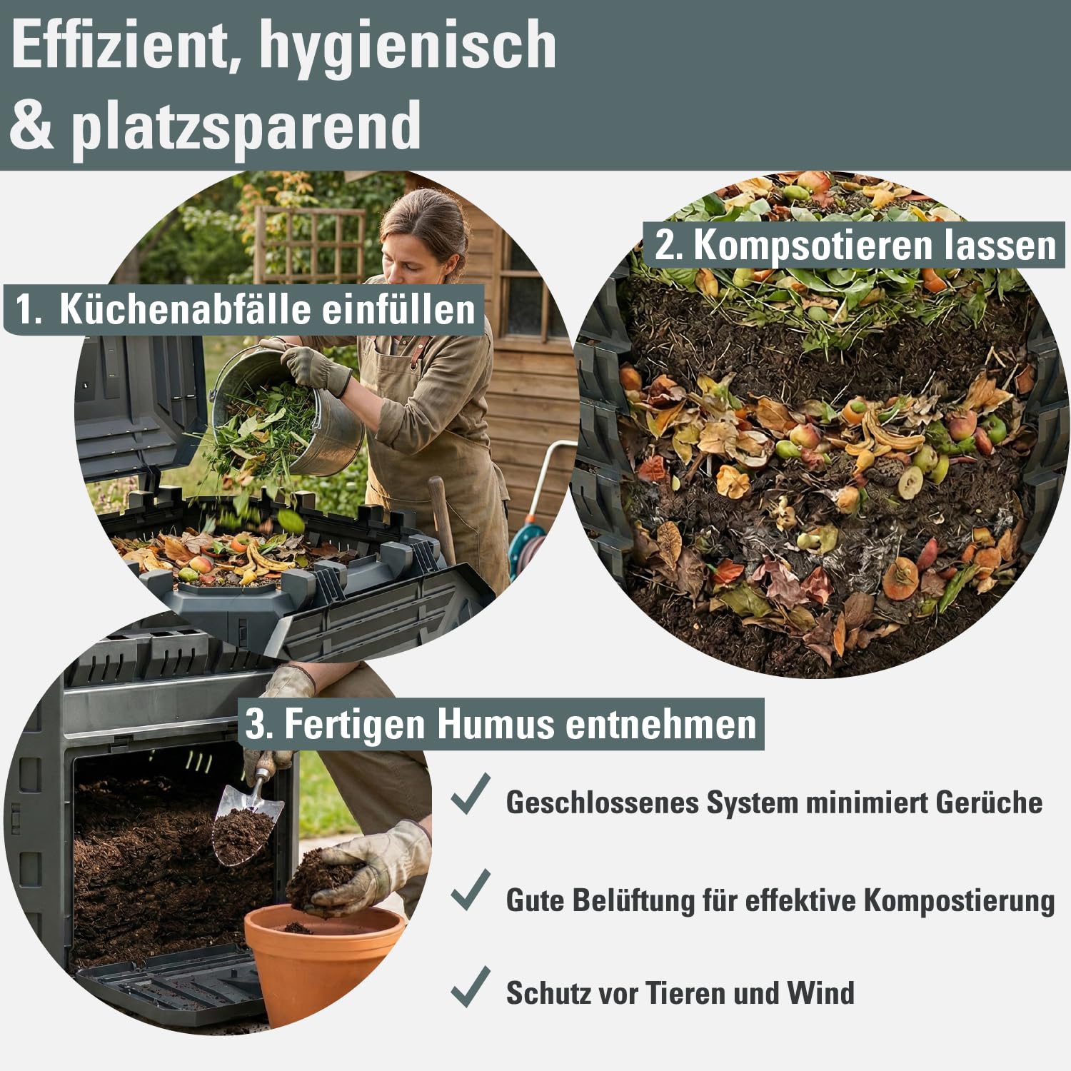 Prosperplast Compobox Komposter 310 L Kunststoff Belüftung