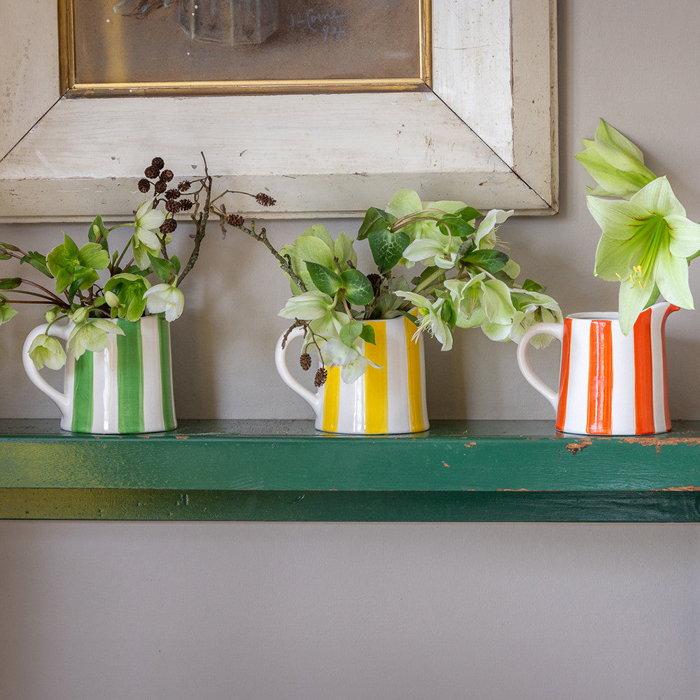Sarah Raven Gardening & Lifestyle Stripe Jugs Keramik-Krug Blau Grün Gelb