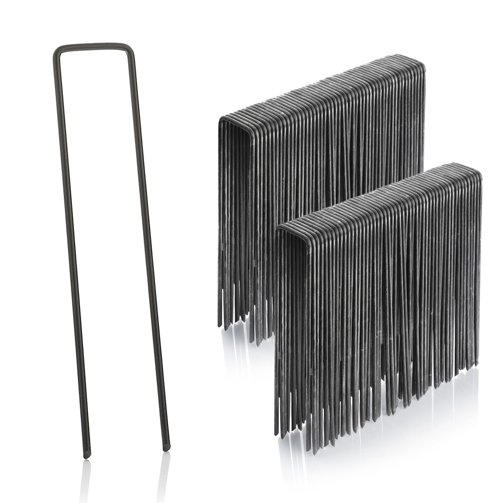 GardenMate Erdanker 150mm Stahldraht Bodenanker 100 Stück rostig