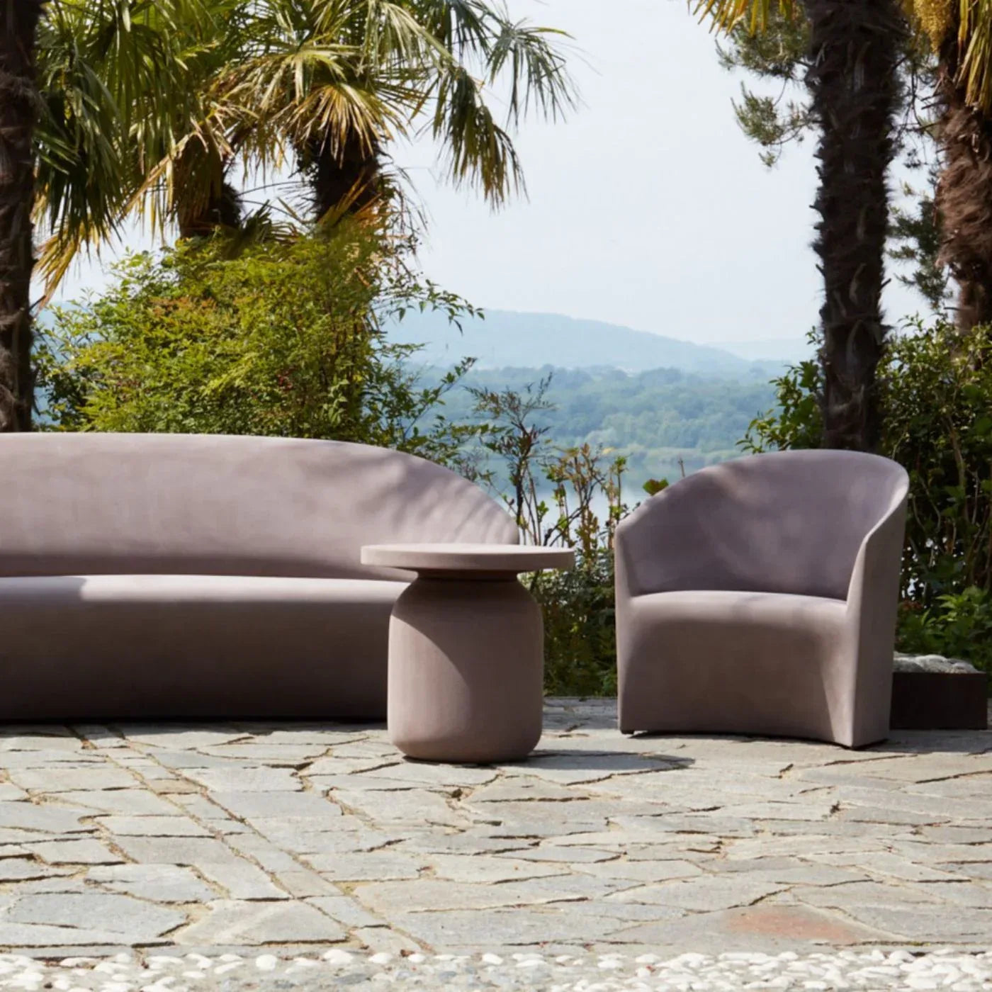 Serralunga Pine Beach Sofa Anthrazit Moleskin rund