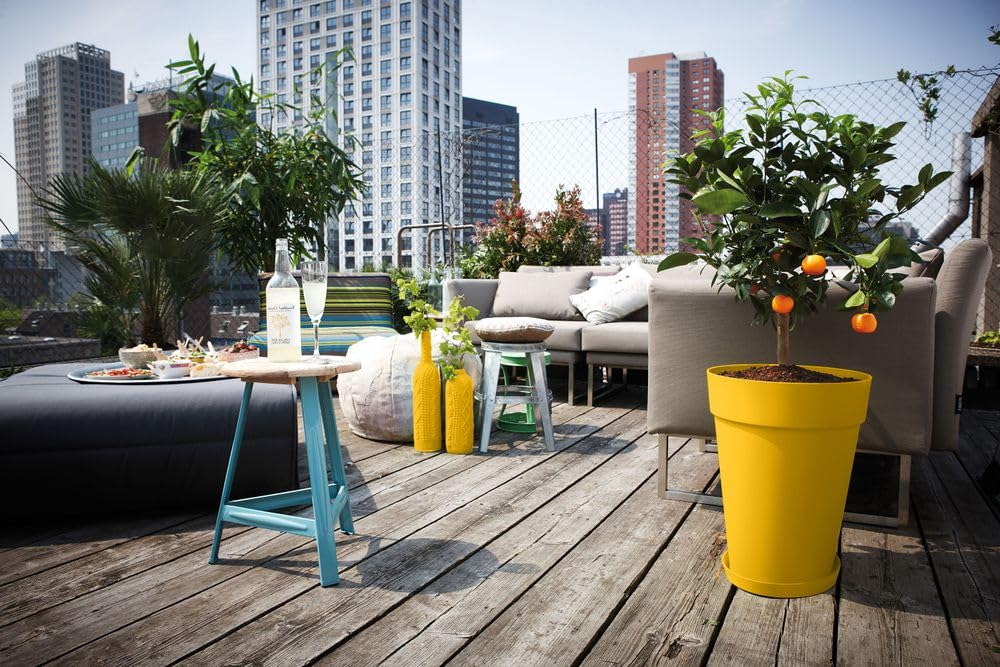 elho Loft Urban Rund Hoch 35cm Blumentopf Ocker