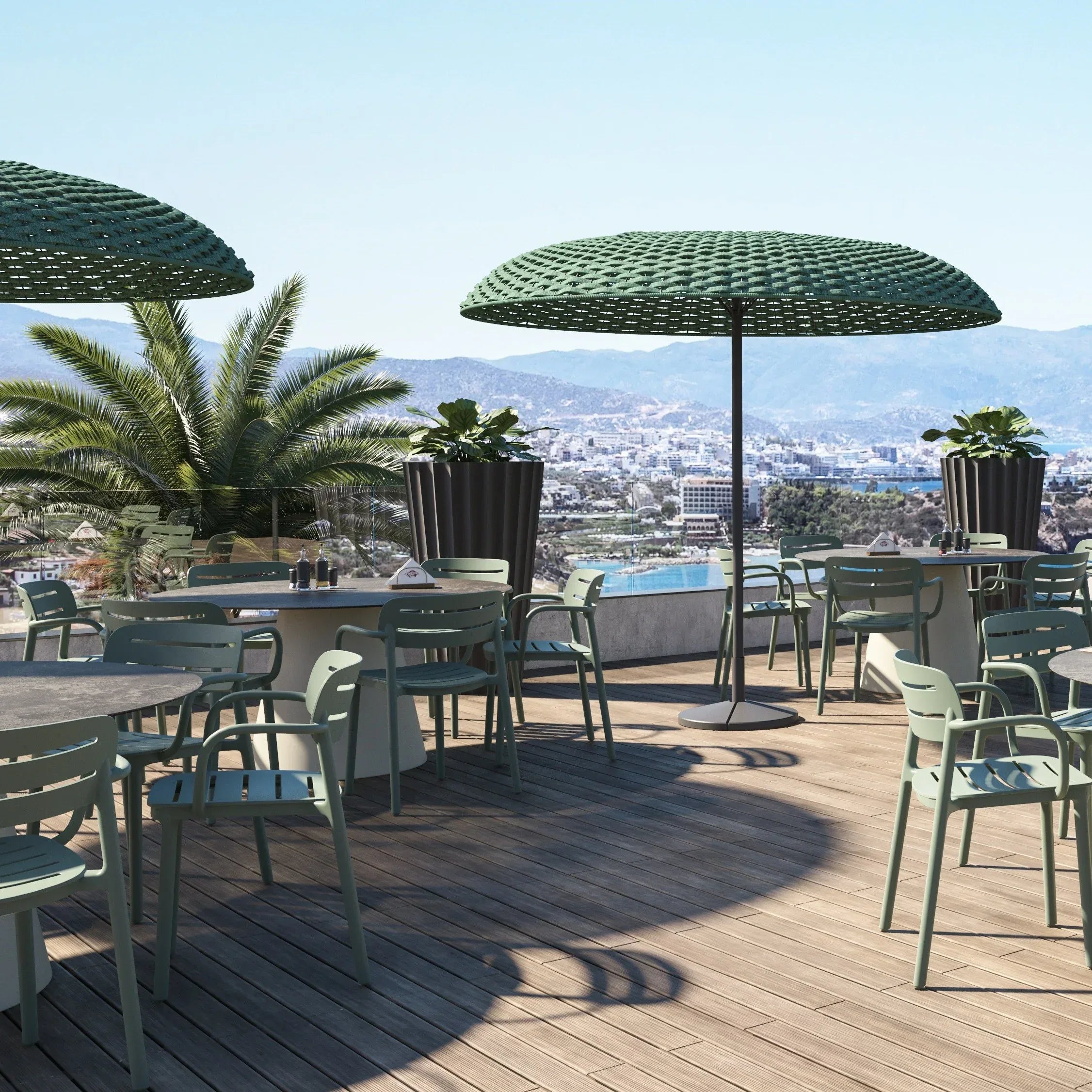 Serralunga Croisette Stuhl mit Armlehne Cappuccino 4er Set