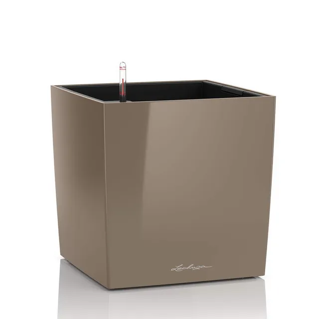 Lechuza Cube 30 Blumentopf Taupe Hochglanz mit Bewässerung