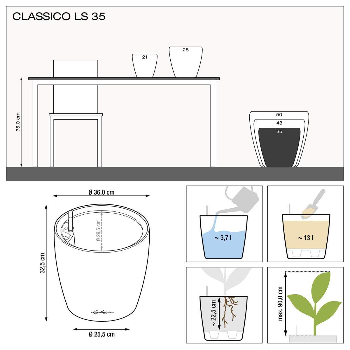 Lechuza Classico Premium LS 35 Pflanzgefäß weiß Hochglanz