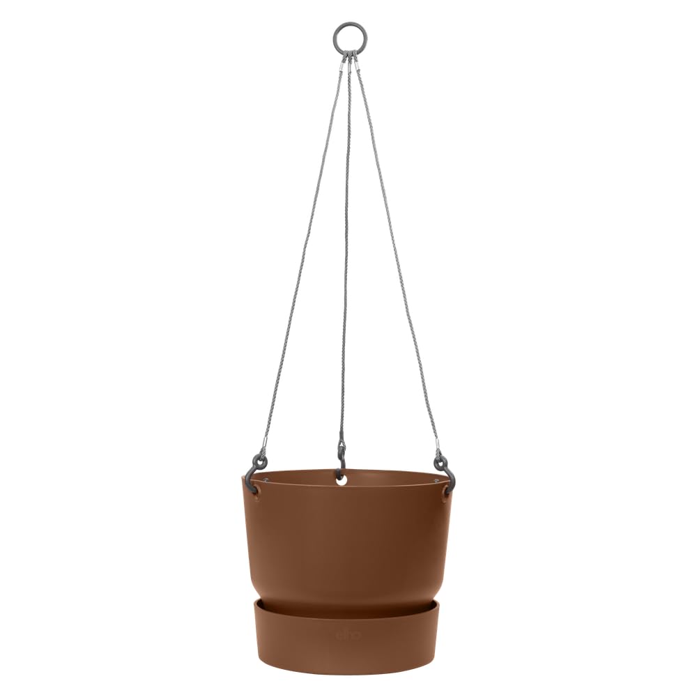 elho Greenville Hängeampel 24cm ingwer-braun mit Untersetzer