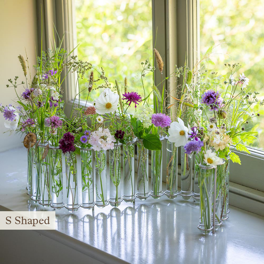 Sarah Raven 30-Second Centrepiece Vase Blumenvase S-Form 24 Röhren