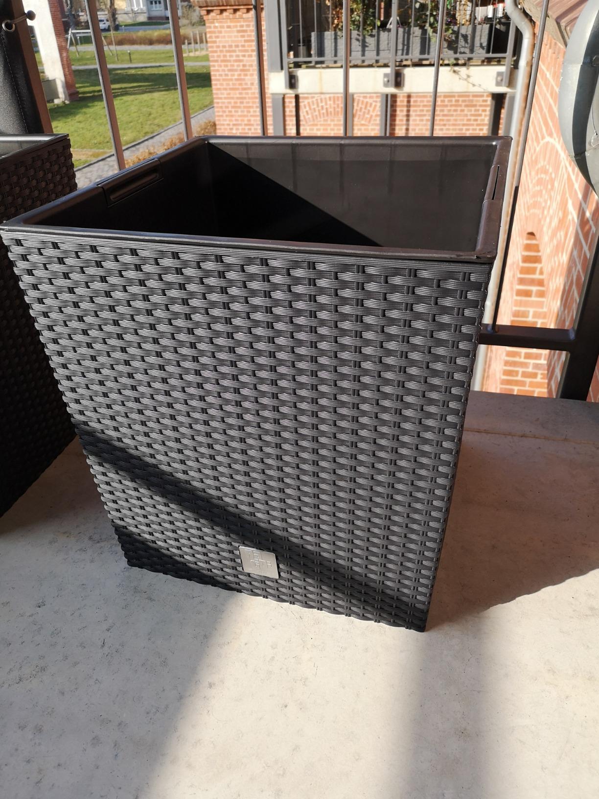 Prosperplast Rato Blumentopf anthrazit 40cm eckig mit Einsatz