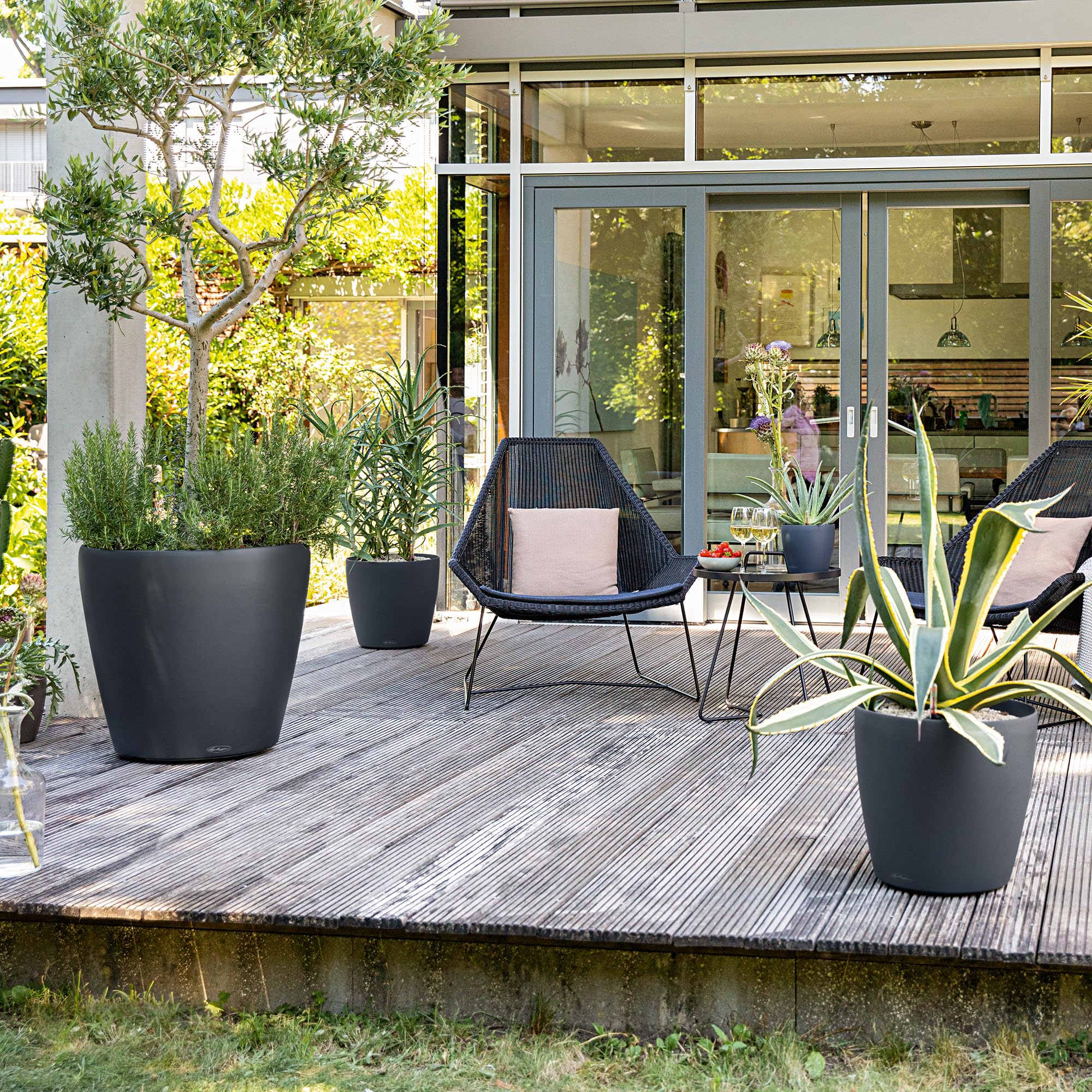 Lechuza Classico Color 43 Pflanztopf schiefergrau mit Bewässerung