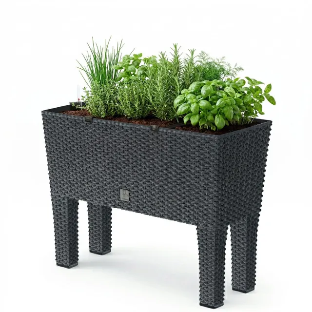 Prosperplast Rato Case High Blumenkasten schwarz 60cm Bewässerung