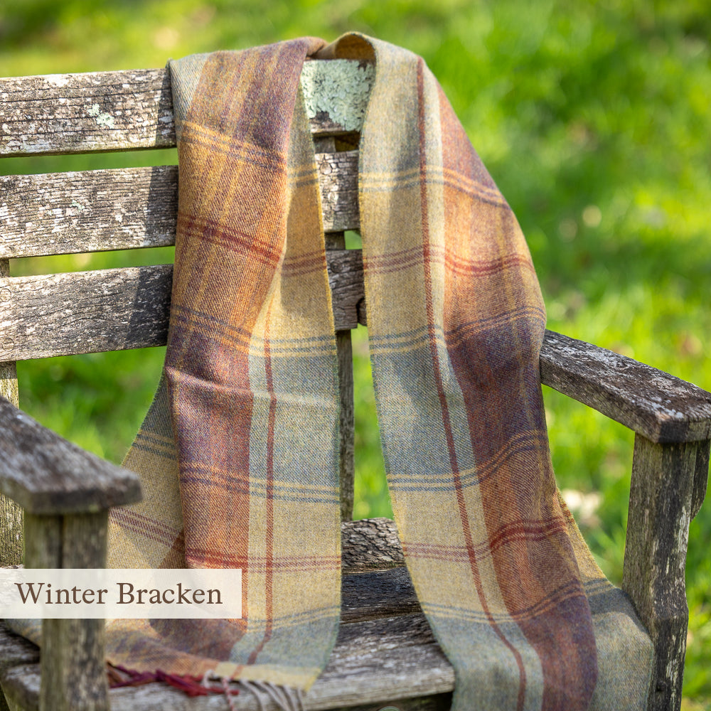 Sarah Raven Country Check Scarf Schal Heather Moorland Lammwolle