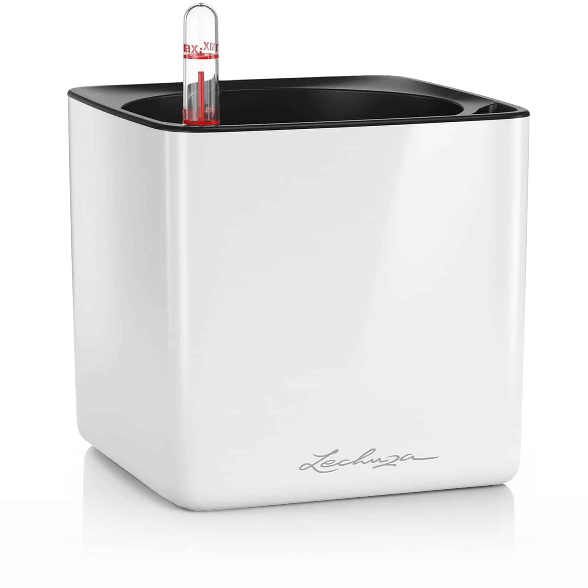 Lechuza Cube Premium 14 Pflanzgefäß Weiß Hochglanz