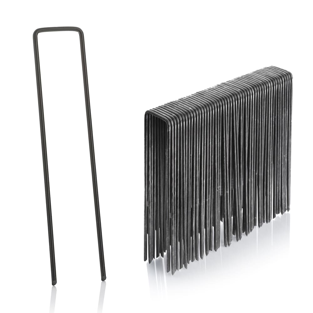 GardenMate Erdanker 150mm Stahldraht Bodenanker 100 Stück rostig