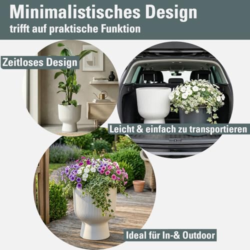 Prosperplast Milly Blumentopf Weiß 23,9 x 30,5 cm mit Einsatz