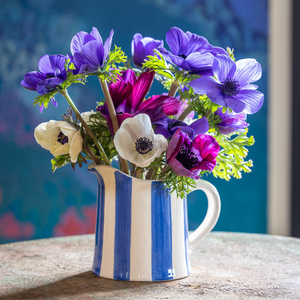 Sarah Raven Gardening & Lifestyle Stripe Jugs Keramik-Krug Blau Grün Gelb