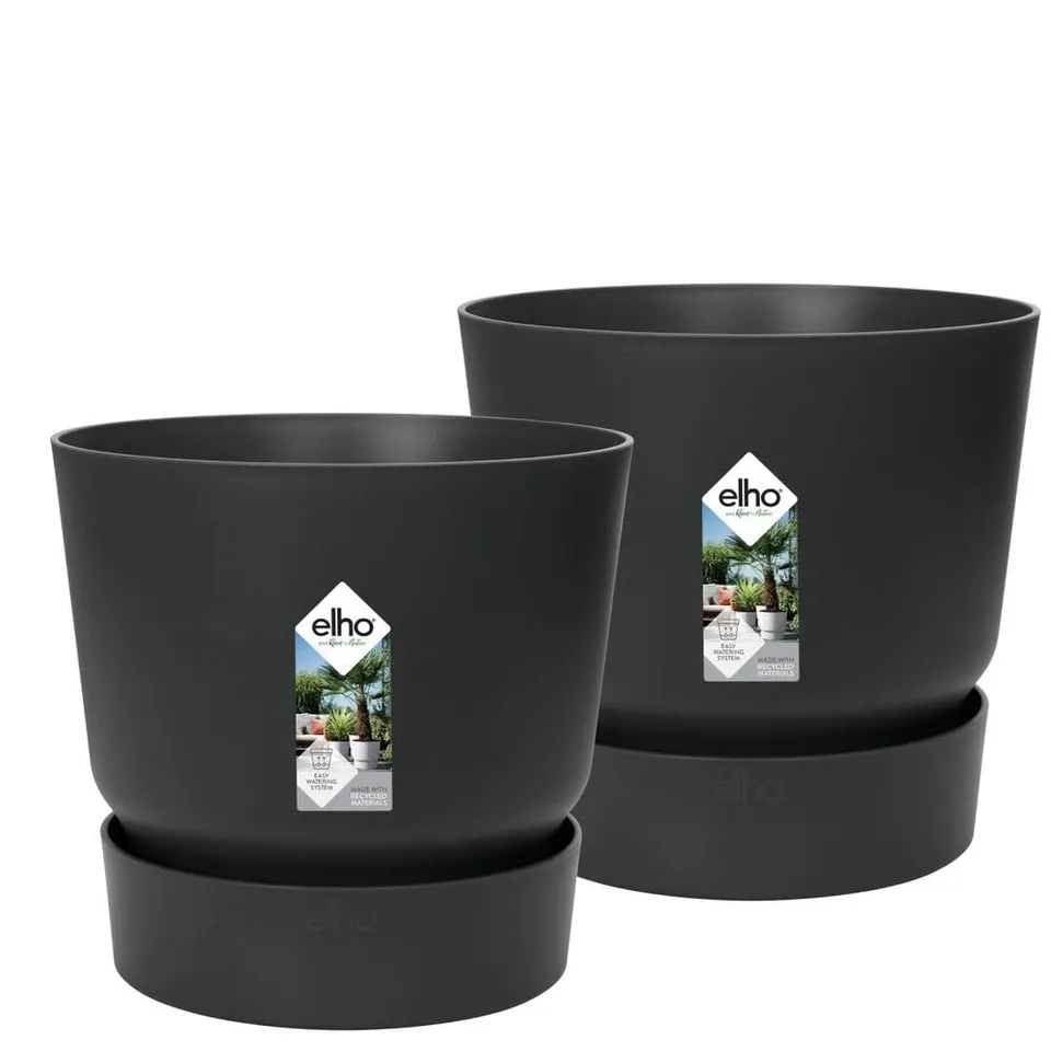 elho Greenville Rund 30 Blumentopf Living Schwarz 2er Set