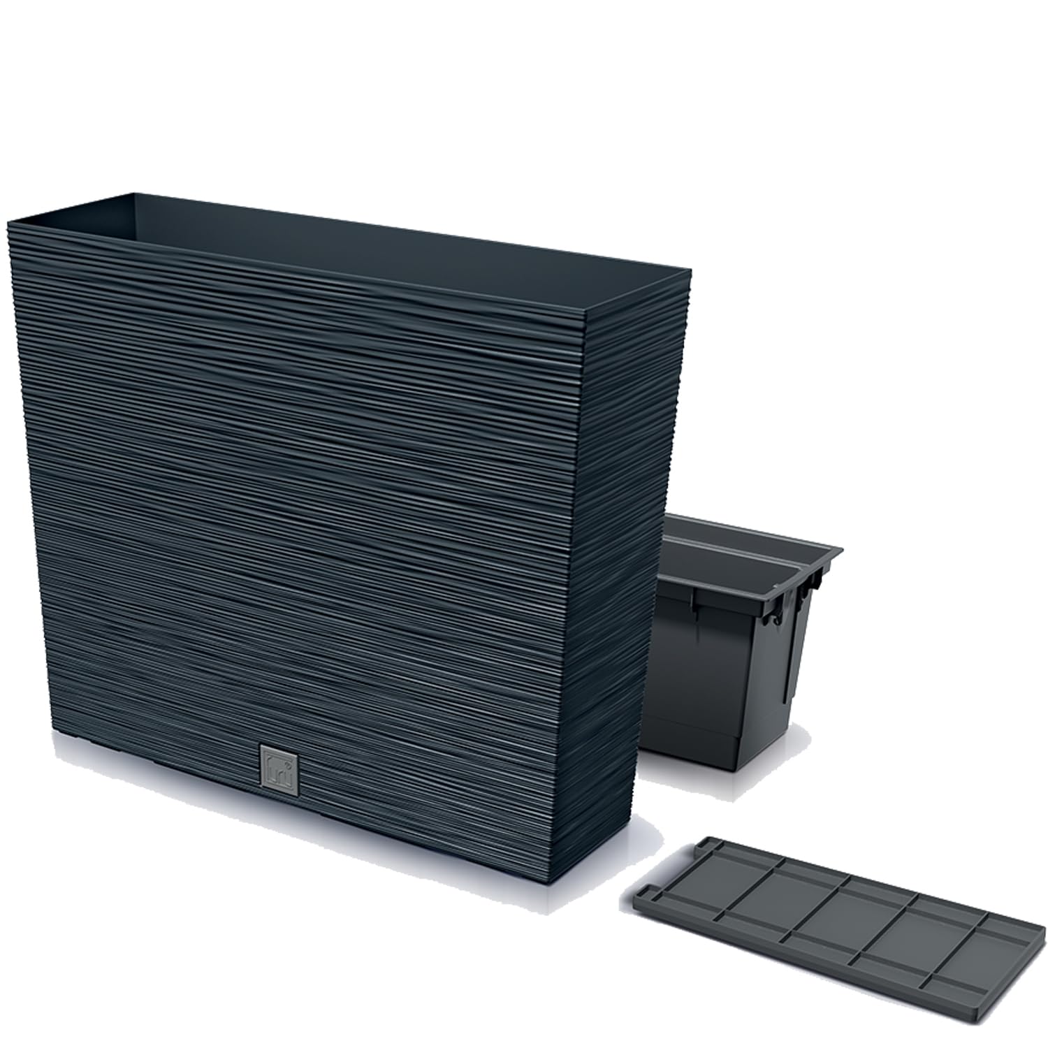 Prosperplast Boardee Blumenkasten Anthrazit 58 cm mit Einsatz