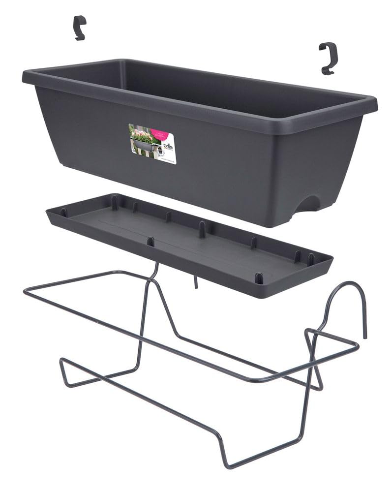 elho Barcelona Balkonkasten 50cm anthracite mit Untersetzer