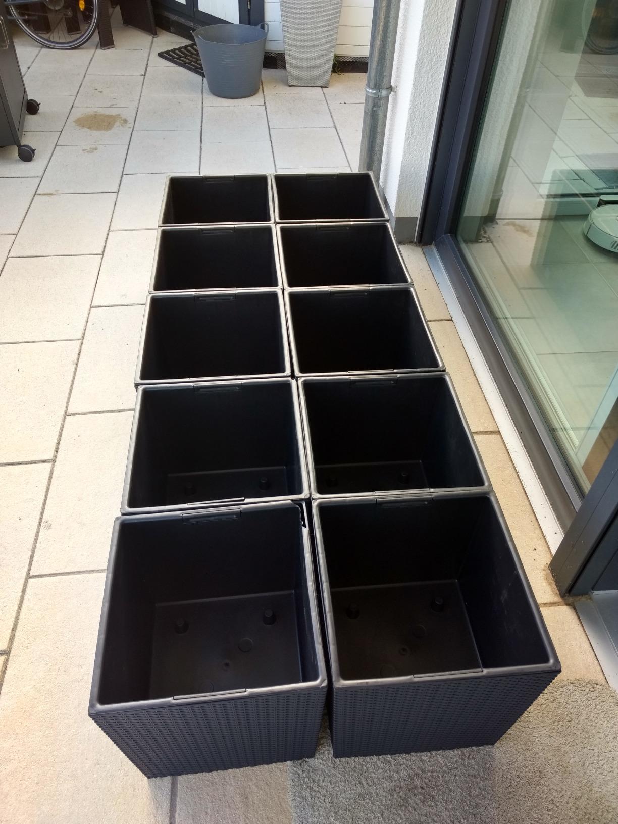 Prosperplast Rato Blumentopf anthrazit 40cm eckig mit Einsatz