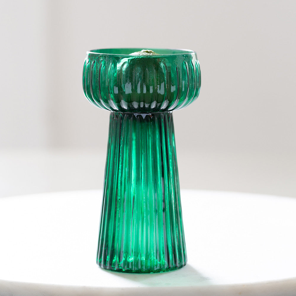 Sarah Raven Hyacinth Forcers Vase Glas Grün 15cm gerippt