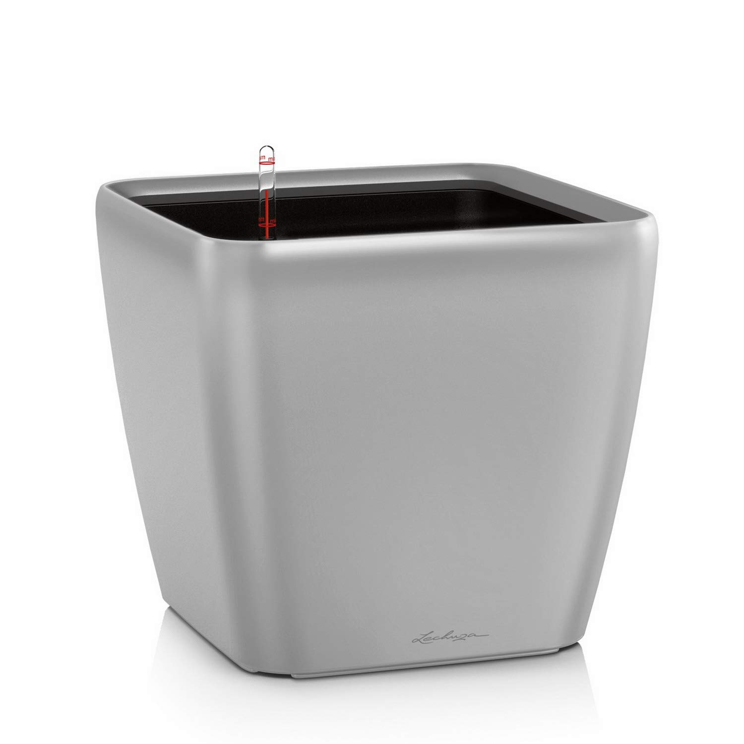 Lechuza Quadro Premium LS 21 Pflanztopf Silber Metallic Bewässerung