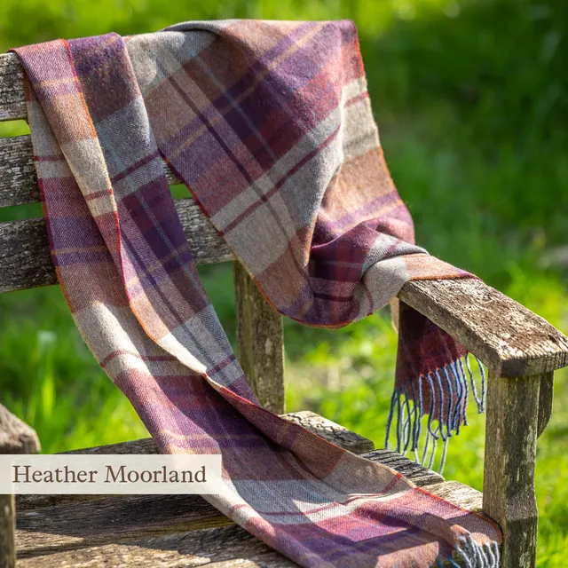 Sarah Raven Country Check Scarf Schal Heather Moorland Lammwolle