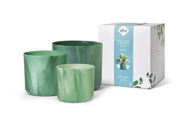 elho Ocean Collection Blumentopf 3er-Set Pazifikgrün recycelt